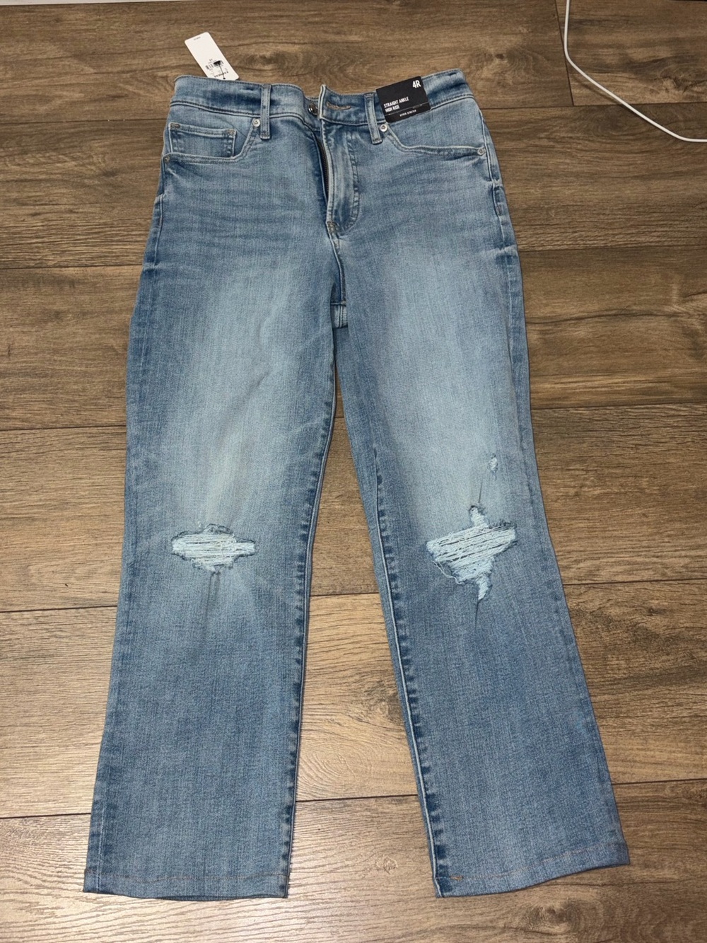 Express Light Blue Distressed Straight Ankle High Rise Women’s Jeans